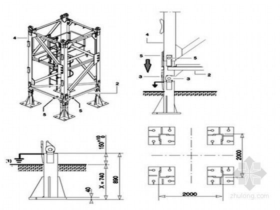 [四川]超高层写字楼塔吊基础施工专项方案-塔机予埋脚柱安装 