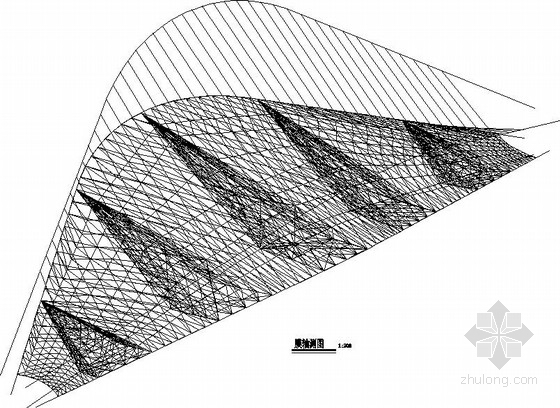 物流园大门双钢拱-索膜组合结构施工图- 
