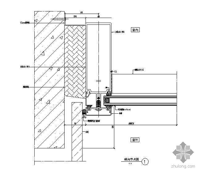 隐框中空玻璃幕墙施工图资料下载-某建筑玻璃幕墙节点详图