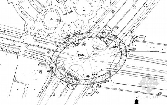 [上海]空间管格构桁架钢结构圆形人行天桥实施性施工组织设计169页-人行天桥总平面图 