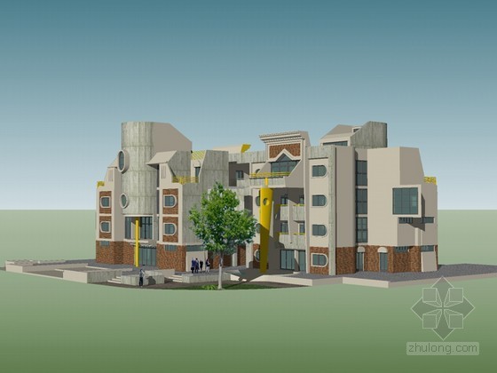 住宅转角单元平面资料下载-单元住宅SketchUp模型下载