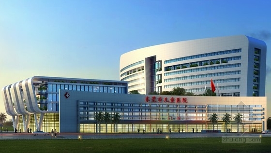 [广东]12层现代风格绿色儿童医院建筑设计方案文本-12层现代风格儿童医院效果图 