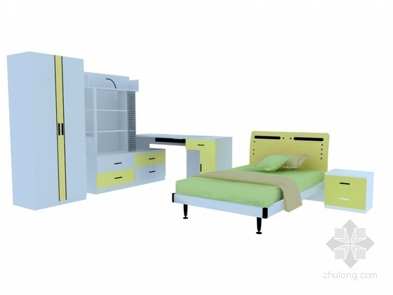 室内儿童家具su模型资料下载-清新儿童家具3D模型下载