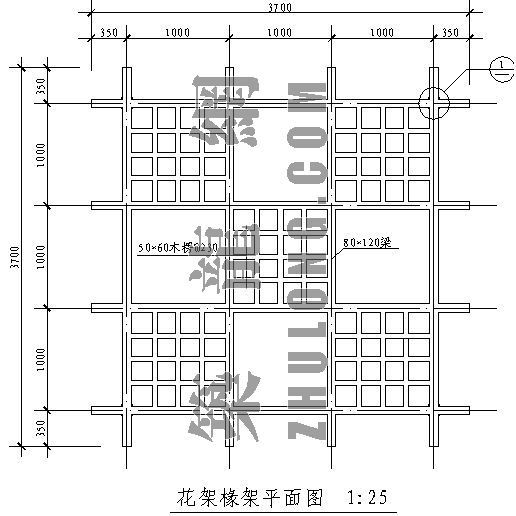 花廊架详图资料下载-私家花园花架施工详图