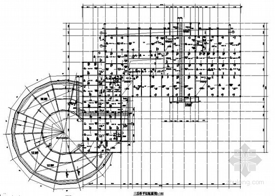 三层办公坡屋顶资料下载-框架结构商业写字楼结构施工图（三层 坡屋顶）