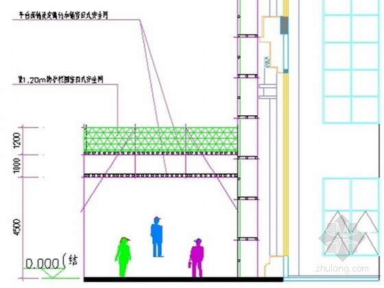 [广东]运动中心落地式钢管外脚手架专项施工方案（37.53m）-安全通道示意图 