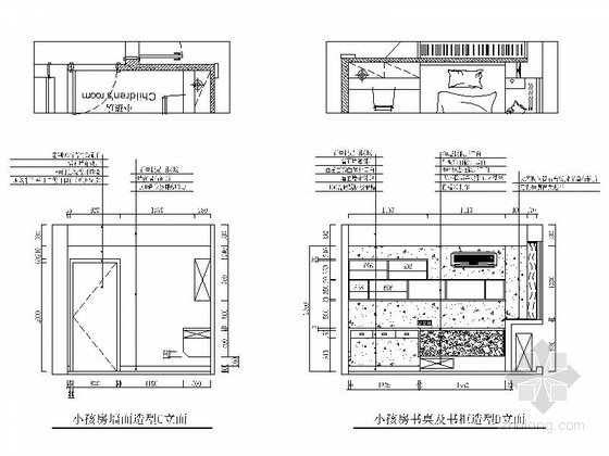[原创]简约温馨的三室两厅家装施工图（含效果图）-简约时尚三室两厅家装施工图立面图