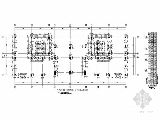 [河南]26层框架剪力墙结构财富国际广场结构施工图（CFG桩）-70.400～88.150剪力墙、柱平法施工图 