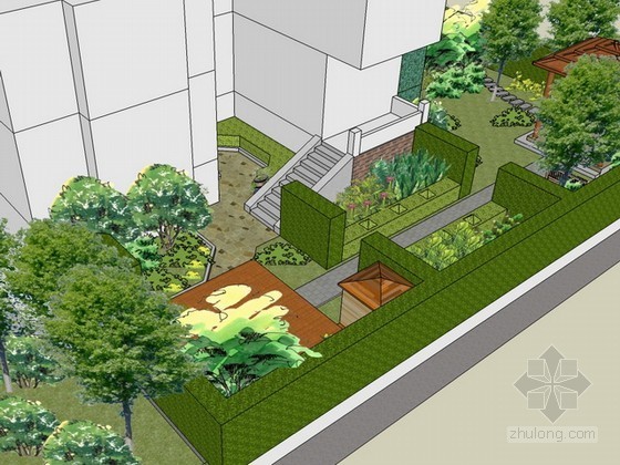 别墅前院景观设计cad资料下载-别墅景观设计sketchup模型下载