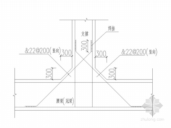 [广东]超高层建筑14米深基坑桩撑支护施工图（圆形内支撑）-支撑与腰梁(冠梁、环撑)连接大样 (一)