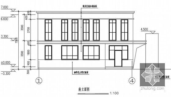 [江苏]传达室建筑工程施工招标文件编制实例(含图纸、工程量清单报价)-立面图