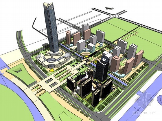 绿色屋顶商业中心资料下载-高大商业中心SketchUp模型下载