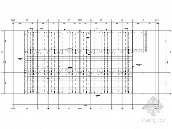 45米跨3层钢屋架厂房结构施工图-屋面檩条布置图