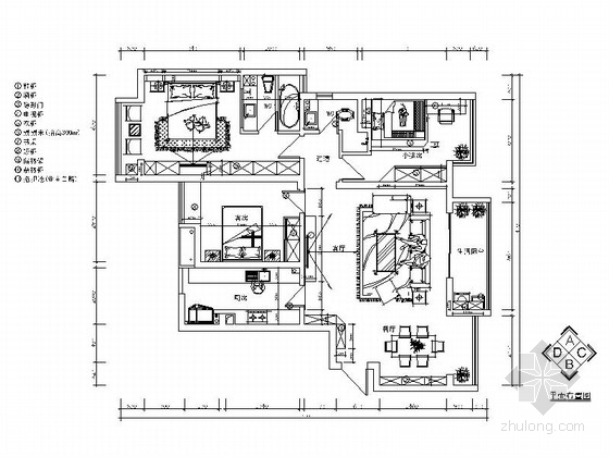 长沙中式装修设计资料下载-[长沙]混搭风格三居室装修设计施工图（含效果和实景）