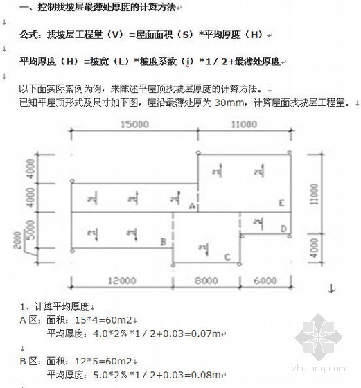 平屋面找坡厚度资料下载-[实例]屋面找坡厚度计算