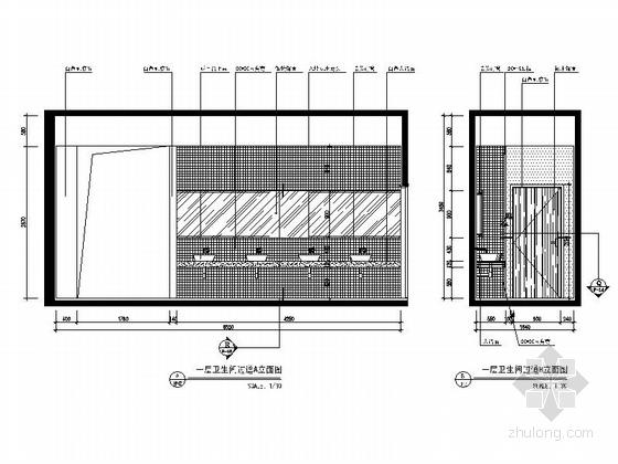 [湖北]简约现代黑白风格售楼处室内设计装修施工图（含效果）卫生间立面图