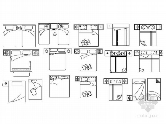CAD图块平面资料下载-时尚床平面CAD图块下载