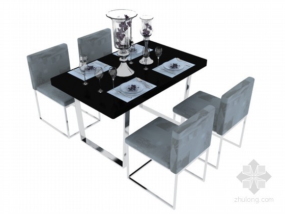 四人餐桌3D模型资料下载-时尚餐桌3D模型下载