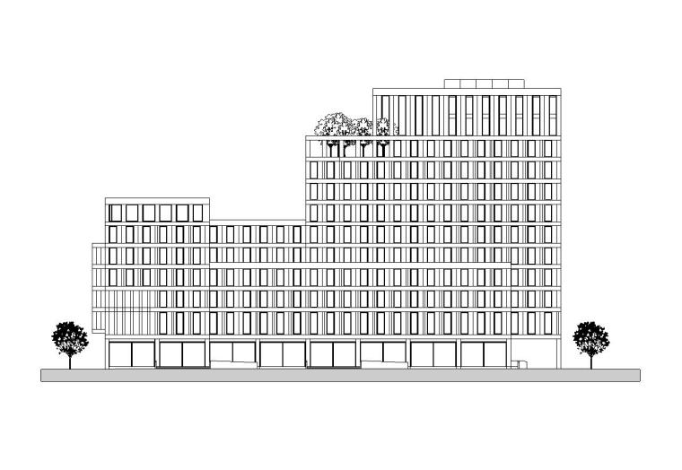 [上海]杨浦区创智天地精品酒店及公寓式建筑施工图设计-01 立面图