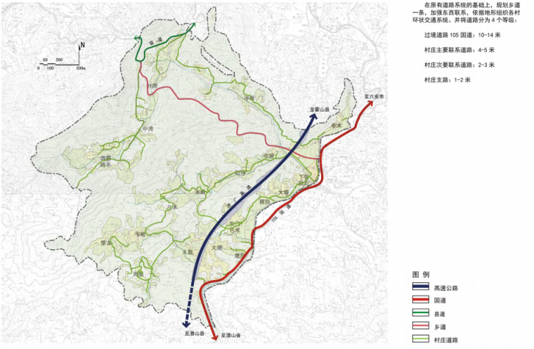 [安徽]请水寨村村庄改造规划方案文本-村域道路交通规划图
