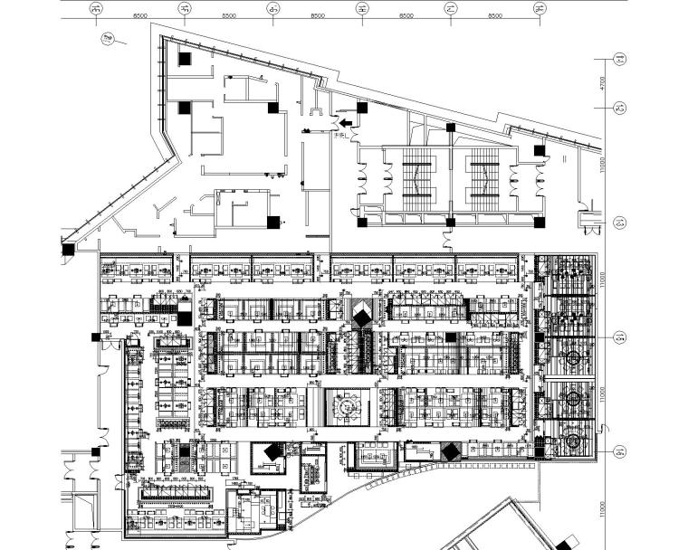 [古鲁奇]海底捞火锅武汉群星城店丨效果图+CAD施工图+机电施工图+后厨施工图+实景图-灯具尺寸定位图