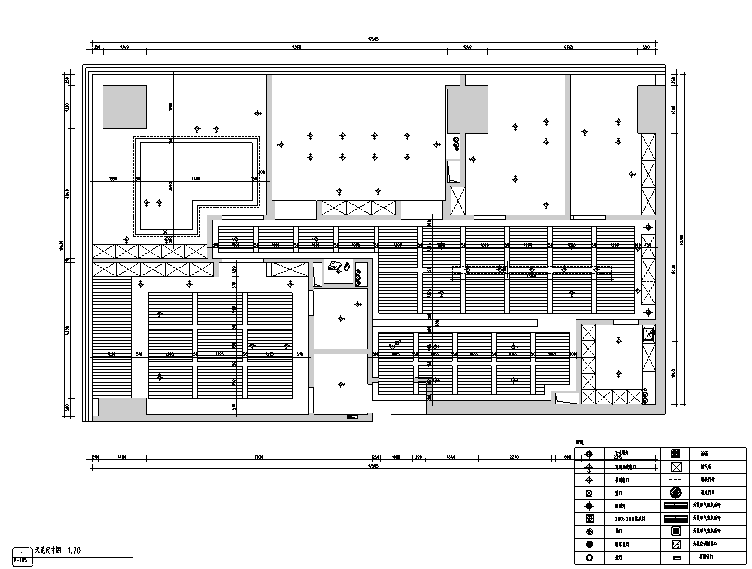 [新疆]木质空间投资办公室设计施工图（附效果图）-天花尺寸图