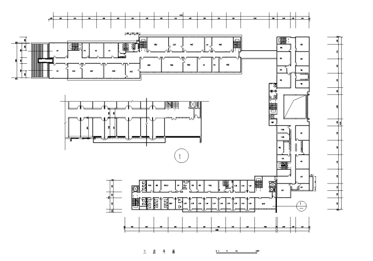 滨州职业技术学院医学实验楼室内设计施工图（10张）-三层平面图