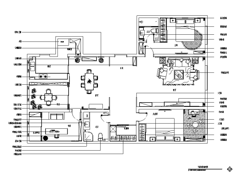新中式客厅模型效果图资料下载-雅致空间原味.新中式三居室样板房设计施工图（附效果图）