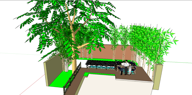 苏州庭院设计模型资料下载-小庭院su模型设计