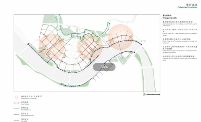 [广西]某市江北岸滨水区城市设计方案-步行流线