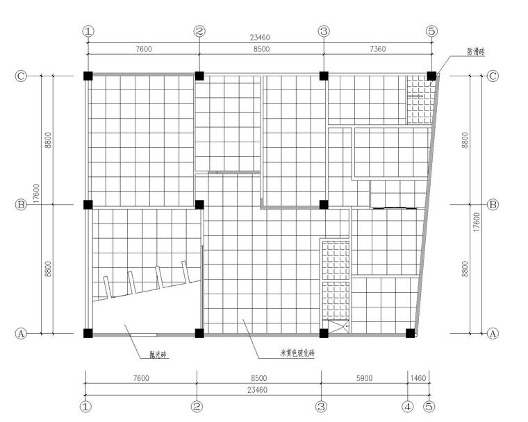 某办公室精装修装饰设计施工图纸（CAD）-3办公室地面图