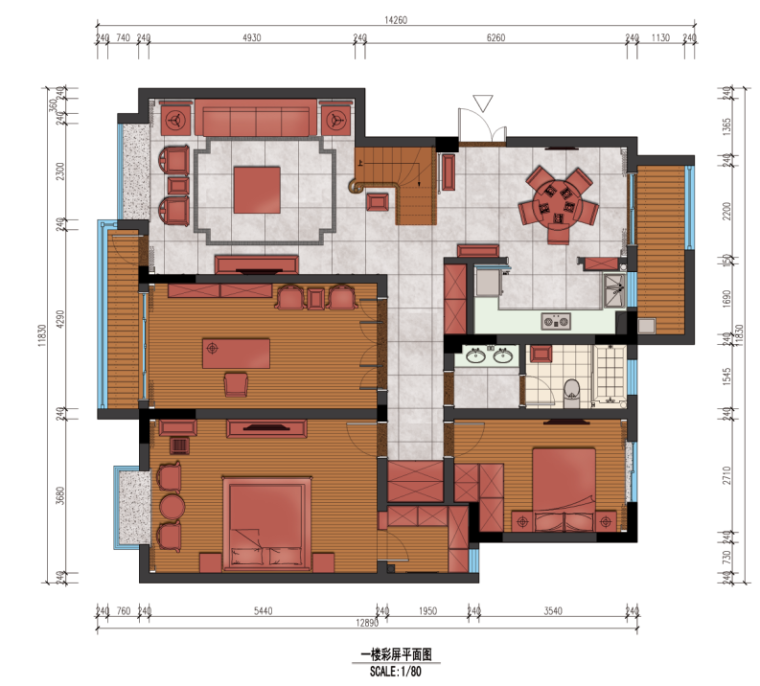 工业风格室内空间图资料下载-[南京]中式风格别墅室内空间设计施工图（含实景图）