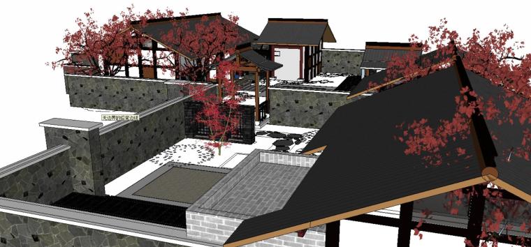 中式小区风格园林景观资料下载-古典中式园林景观规划设计模型