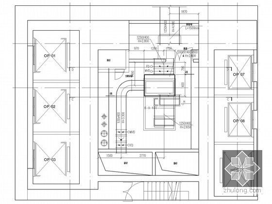 [广州]超高层商住综合楼空调及通风排烟系统设计施工图（蓄冰系统）-空调机房布置详图