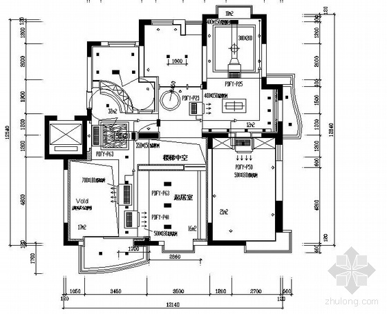 二层别墅土建设计图资料下载-某二层别墅空调图