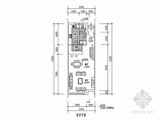 130平方米的住宅平面图资料下载-某三层联排别墅平面图（北入口、182平方米）