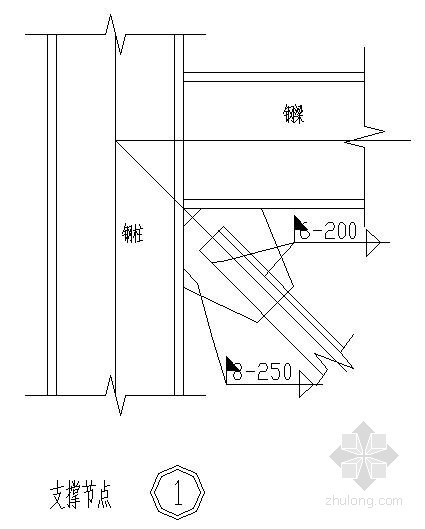 支撑钢框架节点资料下载-钢框架结构支撑节点构造详图