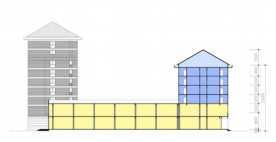 [江苏]现代风格市级重点中学校园规划设计方案文本-现代风格市级重点中学校园规划剖面图