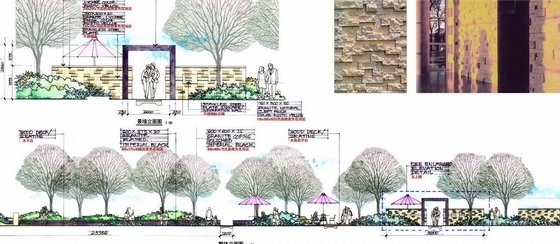 [深圳]现代岭南风格居住区景观扩初设计方案-景墙及门框详图