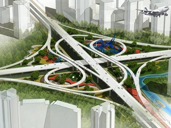 道路花坛绿化效果图资料下载-[浙江]绿色城市机场周边道路绿化设计方案