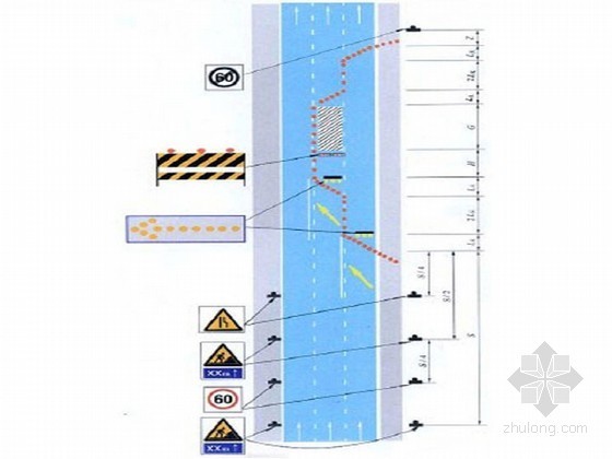 2014年市政道路大修工程投标施工组织设计130页（附交通组织图）-不改变交通流方向的单向三车道养护维修作业 