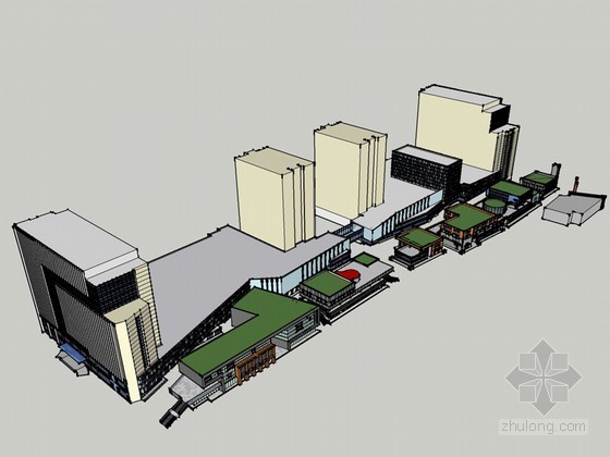 商业群SketchUp模型下载-商业群 