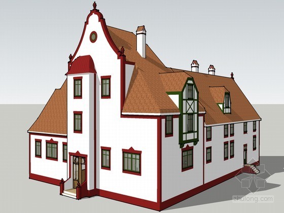 古典小楼CAD图纸资料下载-三层小楼SketchUp模型下载