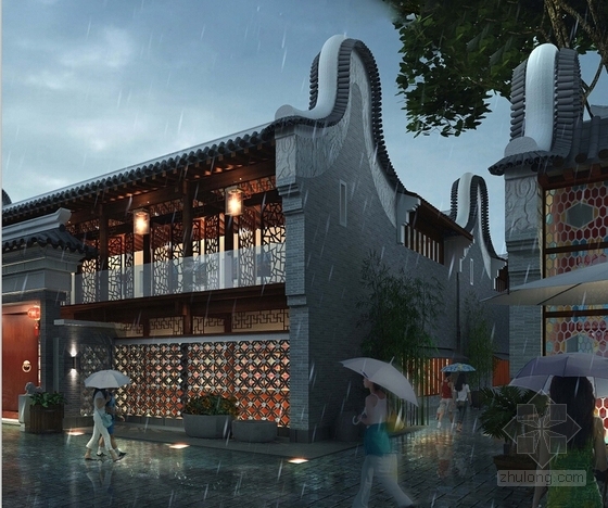[广东]中式传统风格文化院街规划设计方案文本（知名建筑公司）-中式传统风格文化院效果图