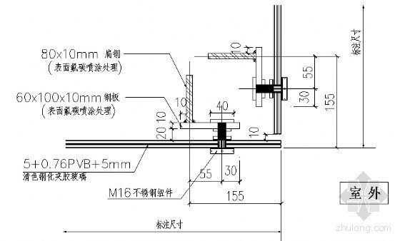 铝合金玻璃栏杆报价资料下载-玻璃栏杆转角节点图