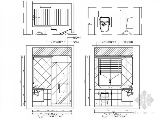 精品独栋现代简约三层别墅室内装饰施工图（含效果及软装配饰）卫生间立面图