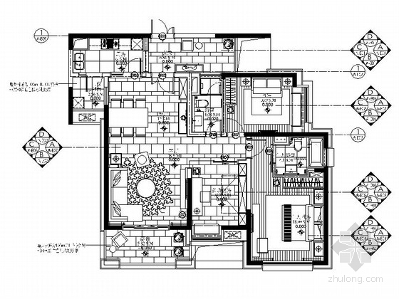家居室内装修施工图资料下载-[长沙]现代时尚三居室室内装修施工图