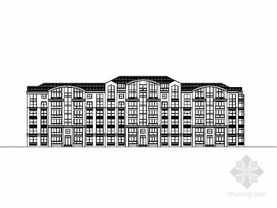 顶层建筑图资料下载-某六层欧式住宅楼建筑方案图（顶层复式）