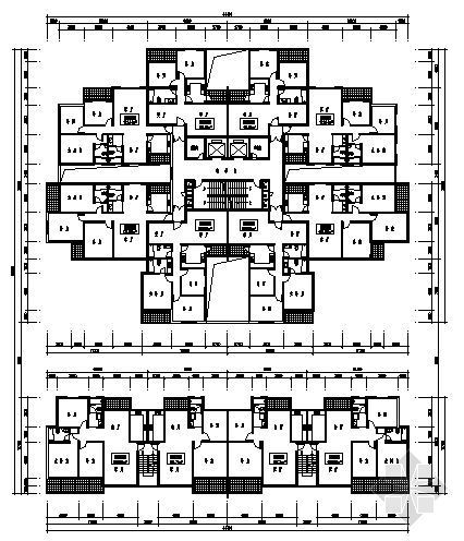 住宅一梯多户户型图资料下载-某一梯八户户型图