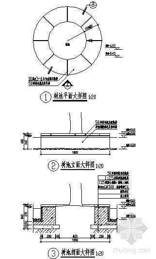 圆形座椅树池大样资料下载-圆形树池大样图